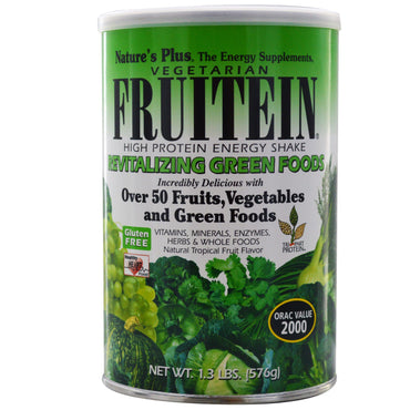 Nature's Plus, Batido energético rico en proteínas Fruitein, alimentos verdes revitalizantes, 576 g (1,3 lbs)