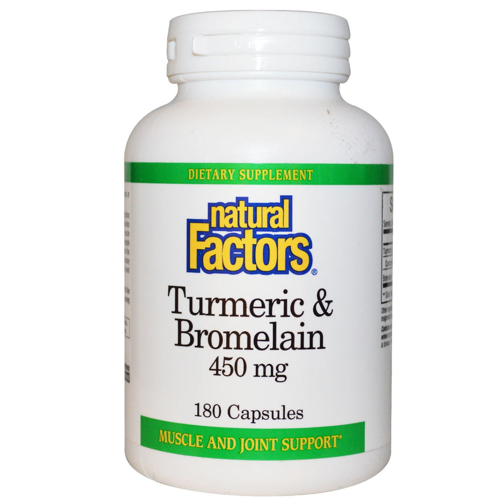 Natural Factors, Turmeric & Bromelain, 450 mg, 180 Capsules