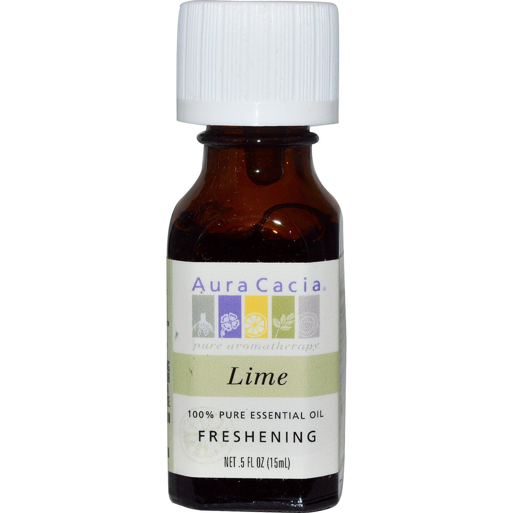 Aura Cacia, 100% pure etherische olie, limoen, .5 fl oz (15 ml)