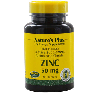 Nature's Plus, Zinc, 50 mg, 90 comprimés