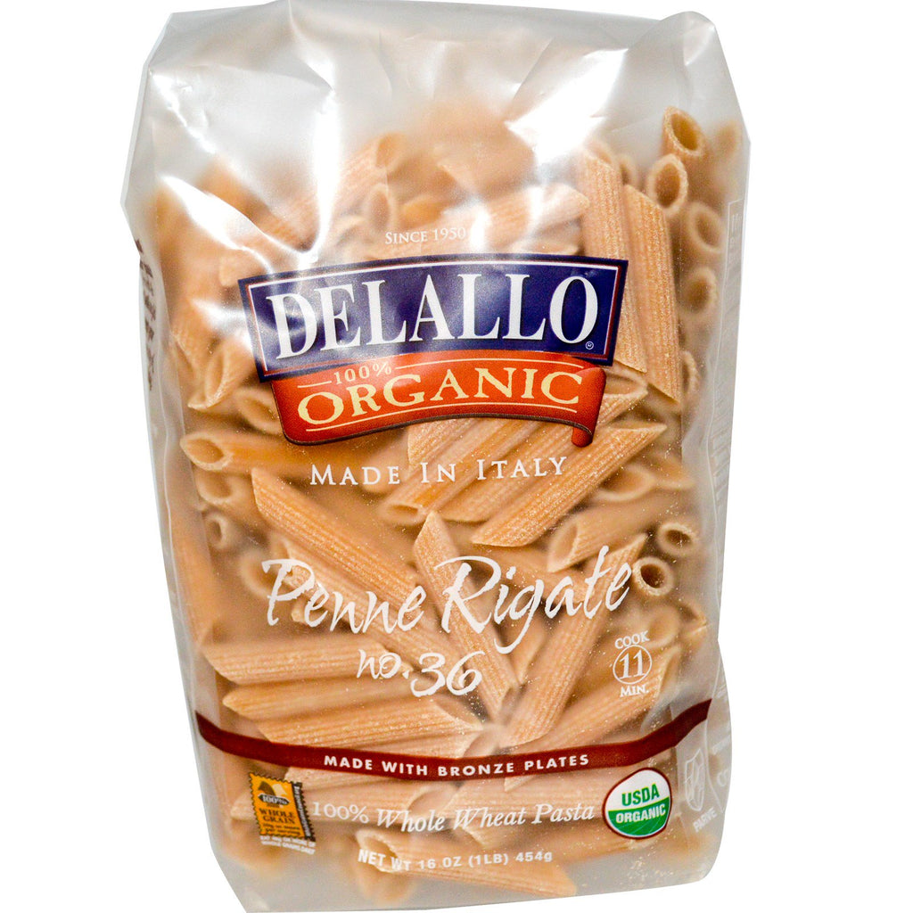 DeLallo Penne Rigate No. 36 100%  Whole Wheat Pasta 16 oz (454 g)