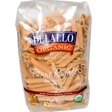 DeLallo Penne Rigate No. 36 Pâtes 100 % blé entier 16 oz (454 g)