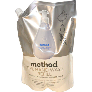 Method, Gel-Handwaschmittel-Nachfüllpackung, frei von Farbstoffen und Parfümen, 34 fl oz (1 l)