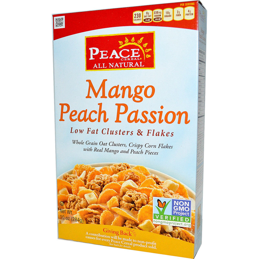 דגני שלום, אשכולות דלי שומן ופתיתים, Mango Peach Passion, 10 אונקיות (284 גרם)
