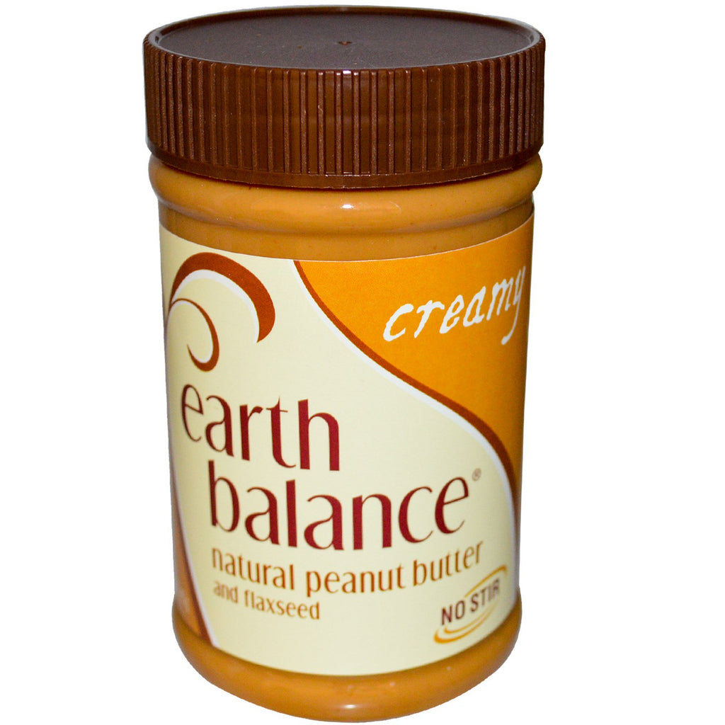 Earth Balance, natuurlijke pindakaas en lijnzaad, romig, 16 oz (453 g)