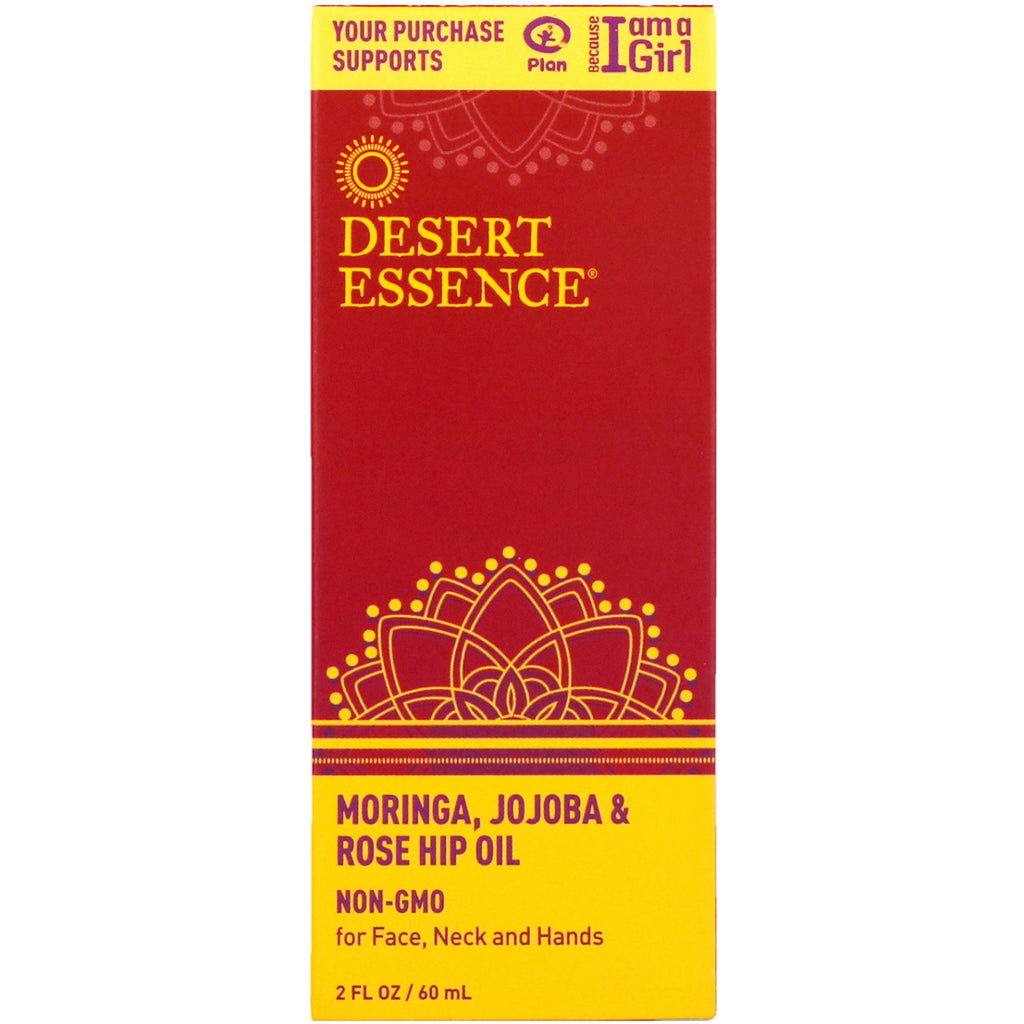Desert Essence, Aceite de moringa, jojoba y rosa mosqueta, 2 fl oz (60 ml)
