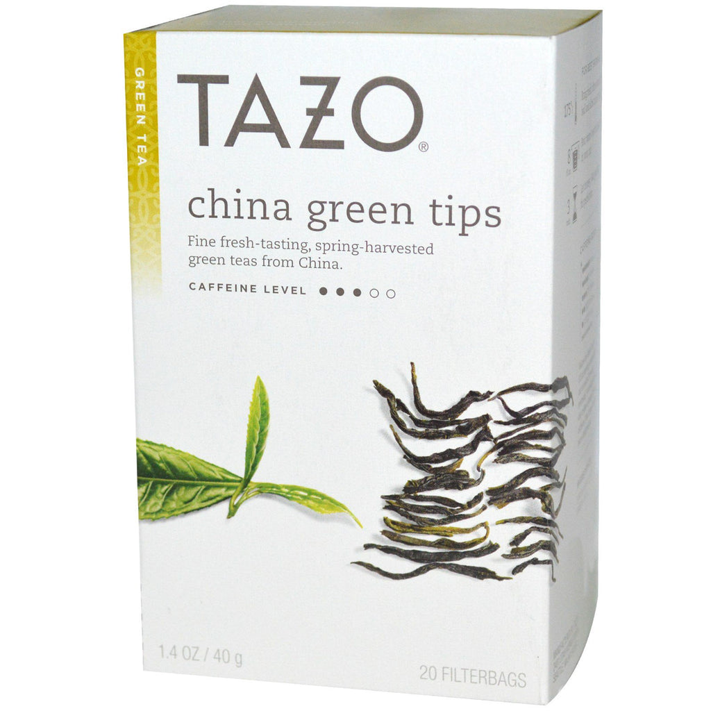 Tazo Teas, China Green Tips, ชาเขียว, ถุงกรอง 20 ใบ, 1.4 ออนซ์ (40 กรัม)