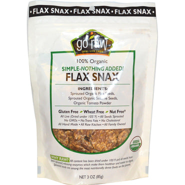Go Raw, Flax Snax, Simple-Nothing Added!, 3 אונקיות (85 גרם)