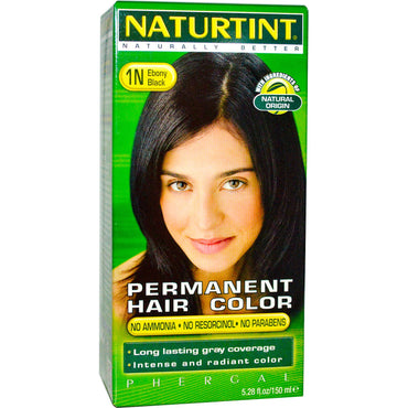 Naturtint, culoare permanentă pentru păr, 1N abanos negru, 5,28 fl oz (150 ml)