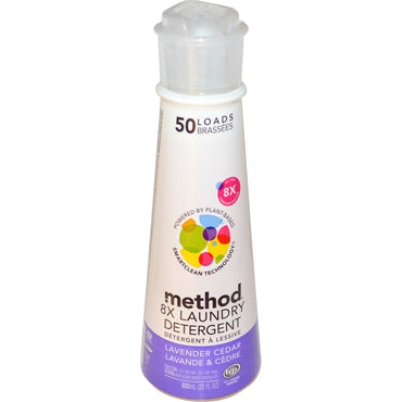 Method, Detergente para ropa 8X, cedro de lavanda, 20 fl oz (600 ml)