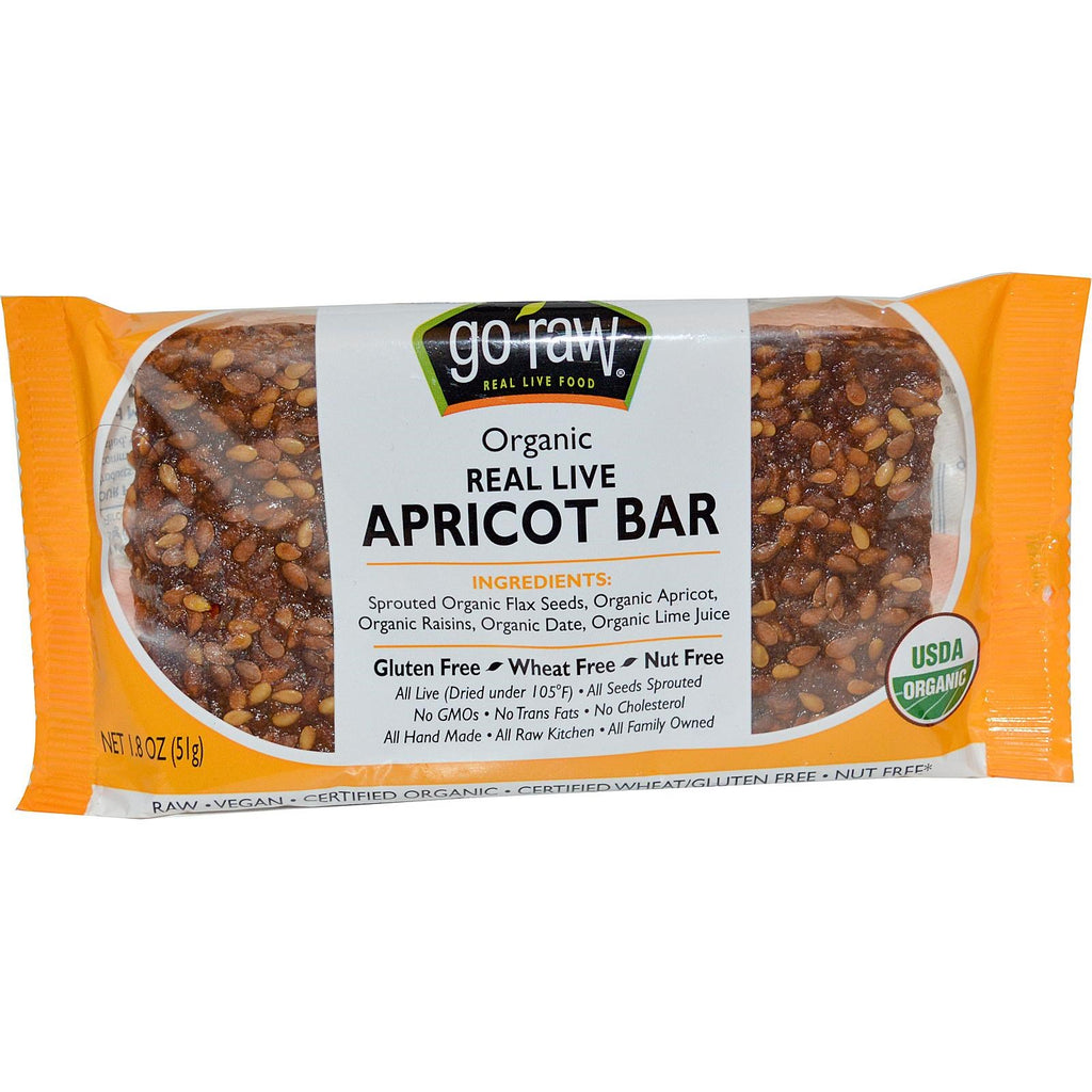Go Raw, , Real Live Apricot Bar, 1.8 אונקיות (51 גרם)