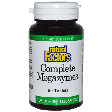 Naturlige faktorer, komplette megazymer, 90 tabletter