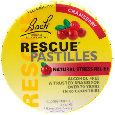 Bach, Original Flower Remedies, Rescue Pastilles, Natural Stress Relief, Cranberry, 1.7 oz (50 g)