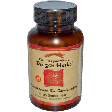 Dragon Herbs, combinación Rehmannia Six, 500 mg, 100 cápsulas vegetales