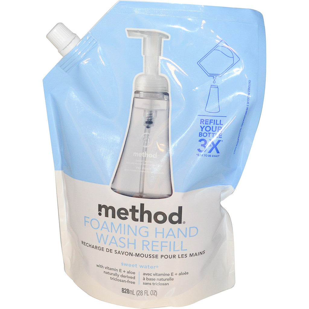 Method, Recharge de nettoyant moussant pour les mains, Eau douce, 28 fl oz (828 ml)