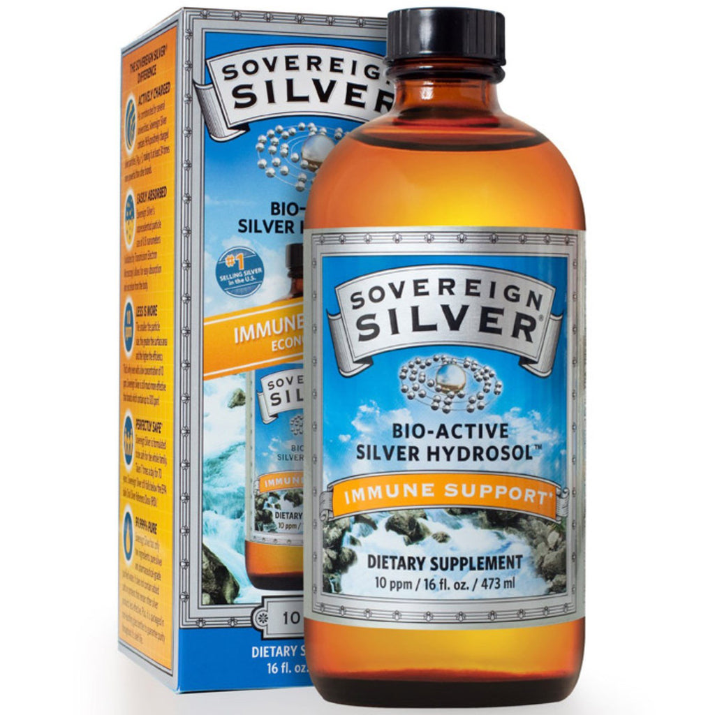 Sovereign Silver, kolloidalt bioaktivt sølvhydrosol, 10 PPM, 16 fl oz (473 ml)