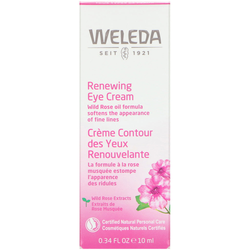 Weleda, Renewing Eye Cream, Wild Rose Extracts, Alla hudtyper, 0,34 fl oz (10 ml)