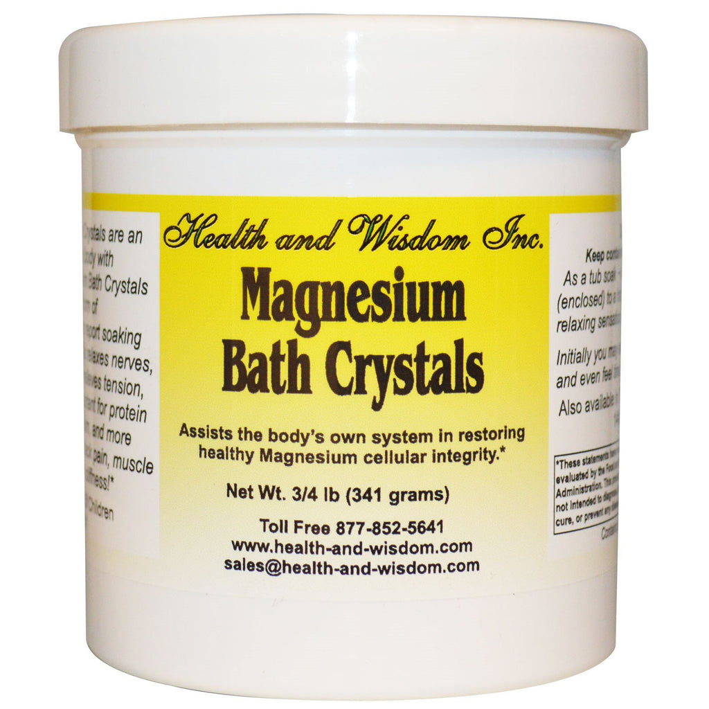 Health and Wisdom Inc., Cristaux de bain au magnésium, 3/4 lb (341 g)