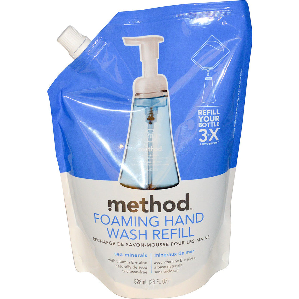 Metodo, ricarica per lavaggio a mano schiumogeno, minerali marini, 28 fl oz (828 ml)