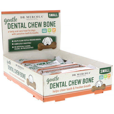 Dr. Mercola, Gentle Dental Chew Bone, Small, til hunde, 12 knogler, 0,67 oz (19 g) hver