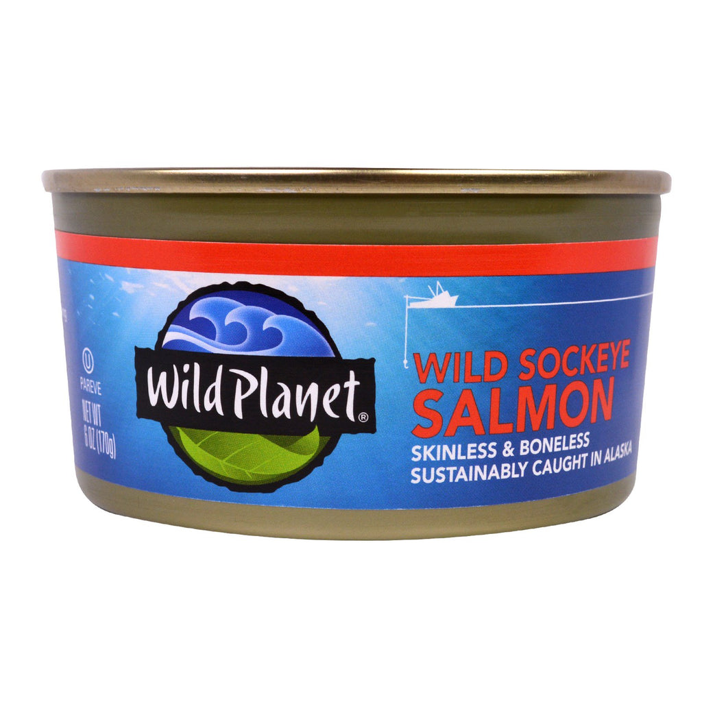 Wild Planet, somon sockeye sălbatic, fără piele și fără os, 6 oz (170 g)