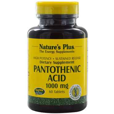 Nature's Plus, Pantothensyre, 1000 mg, 60 tabletter