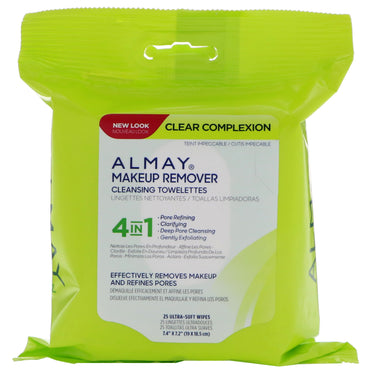 Almay, Clear Complexion Makeup Remover Cleansing Towelettes, 25 Ultra-Soft Wipes