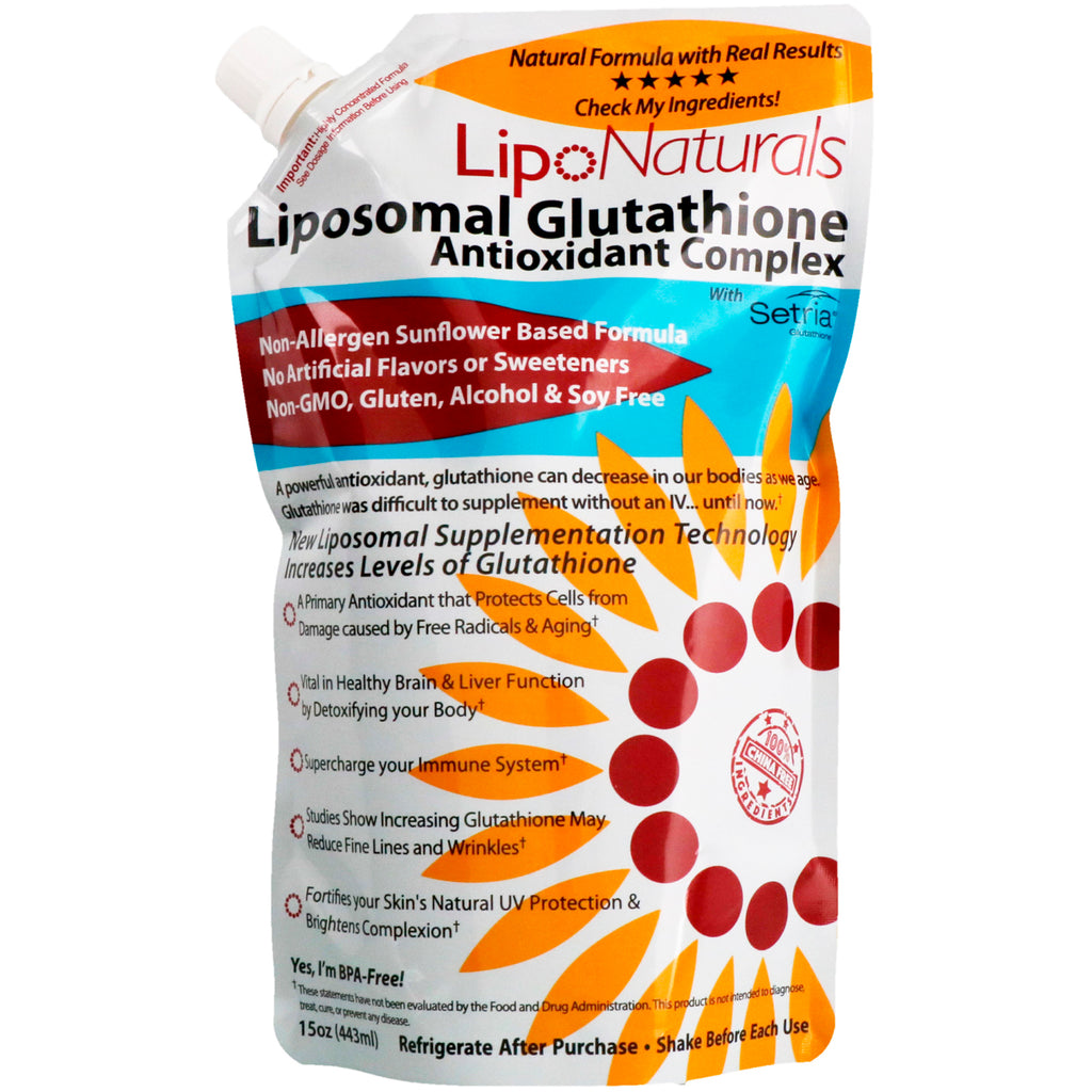 Lipo Naturals, complex antioxidant de glutation lipozomal cu setria, 15 oz (443 ml)