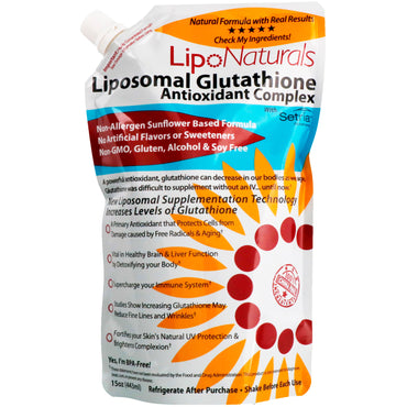 Lipo Naturals, Complexe antioxydant de glutathion liposomal avec Setria, 15 oz (443 ml)