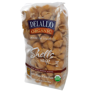 DeLallo Shells No. 91 Pasta 100 % de trigo integral 16 oz (454 g)