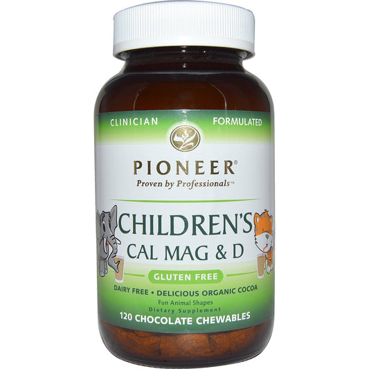 Pioneer Nutritional Formulas, Cal Mag & D para niños, sabor chocolate, 120 masticables