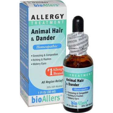 NatraBio, bioAllers، علاج الحساسية، شعر الحيوانات ووبرها، 1 أونصة سائلة (30 مل)