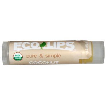 Eco Lips Inc., Pure &amp; Simple, Baume à lèvres, Noix de coco, 0,15 oz (4,25 g)