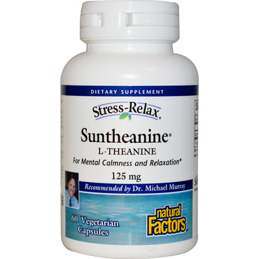Natural Factors, Stress-Relax, Suntheanine, L-Theanine, 125 mg, 60 Vegetarische capsules