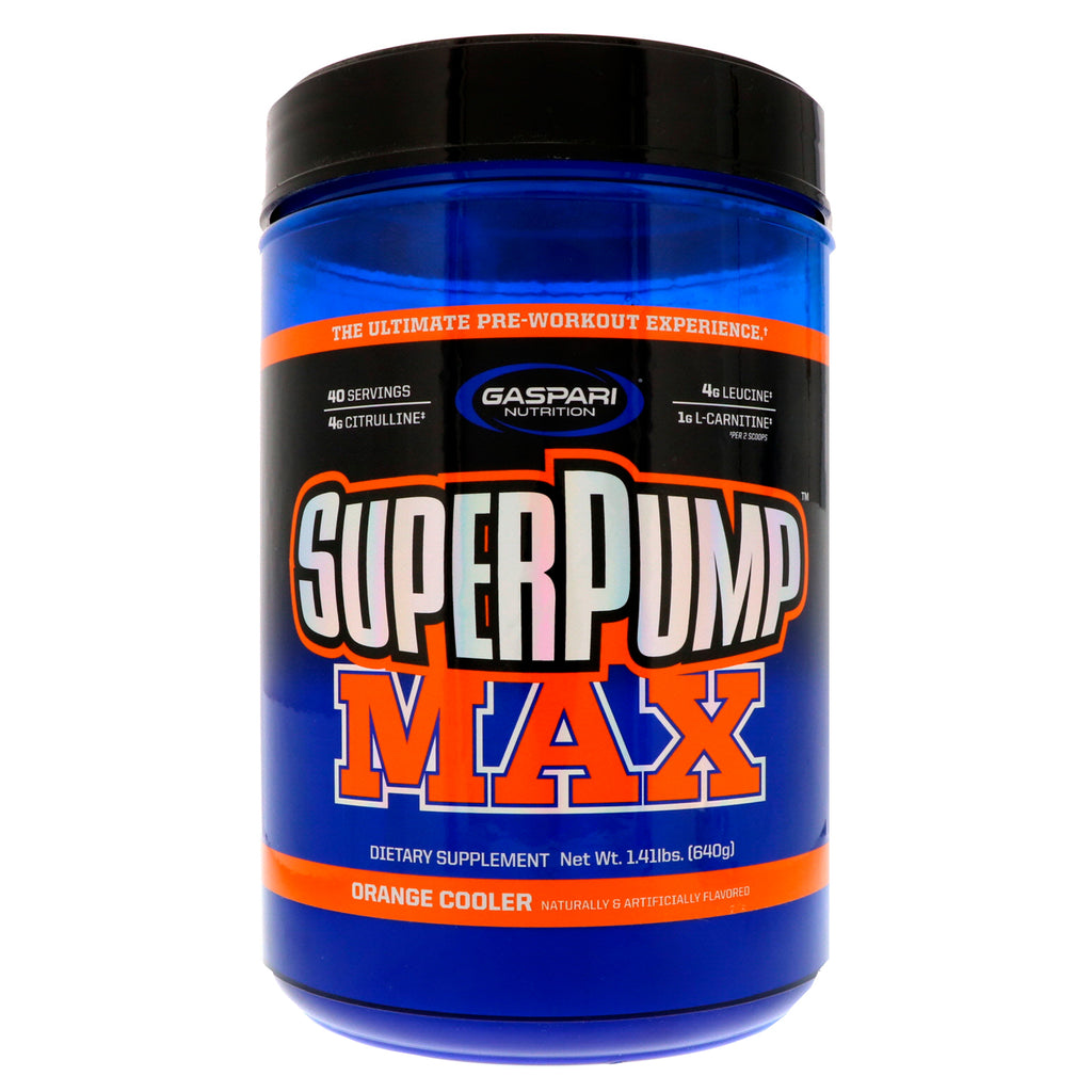 Gaspari Nutrition, SuperPump Max, el suplemento preentrenamiento definitivo, naranja refrescante, 640 g (1,41 lbs)