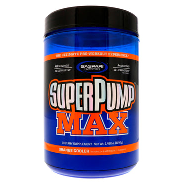 Gaspari Nutrition, SuperPump Max, The Ultimate Pre-Workout Supplement, Refreshing Orange, 1.41 lbs (640 g)