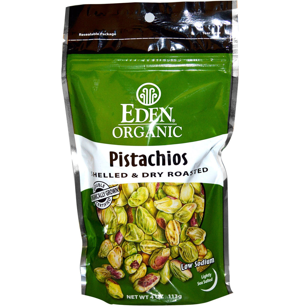 Eden Foods, , Pistachios, Shelled & Dry Roasted, Lightly Sea Salted, 4 oz (113 g)