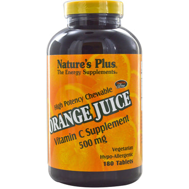 Nature's Plus, Appelsinjuice Vitamin C Supplement, 500 mg, 180 tabletter