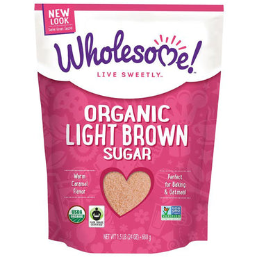 Wholesome Sweeteners, Inc., Açúcar Mascavo Claro, 1,5 lbs (24 onças) - 680 g