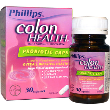 Phillip's, Suplemento probiótico diario para la salud del colon, cápsulas de probióticos, 30 cápsulas