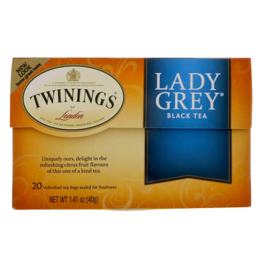 Twinings, Té negro Lady Grey, 20 bolsitas de té, 40 g (1,41 oz)