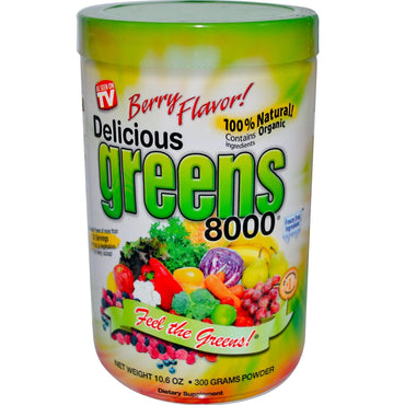 Greens World, Delicious Greens 8000, Sabor a bayas, en polvo, 300 g (10,6 oz)