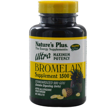 Nature's Plus, Bromelain Supplement 1500, Ultra Maximum Potency, 60 tabletter