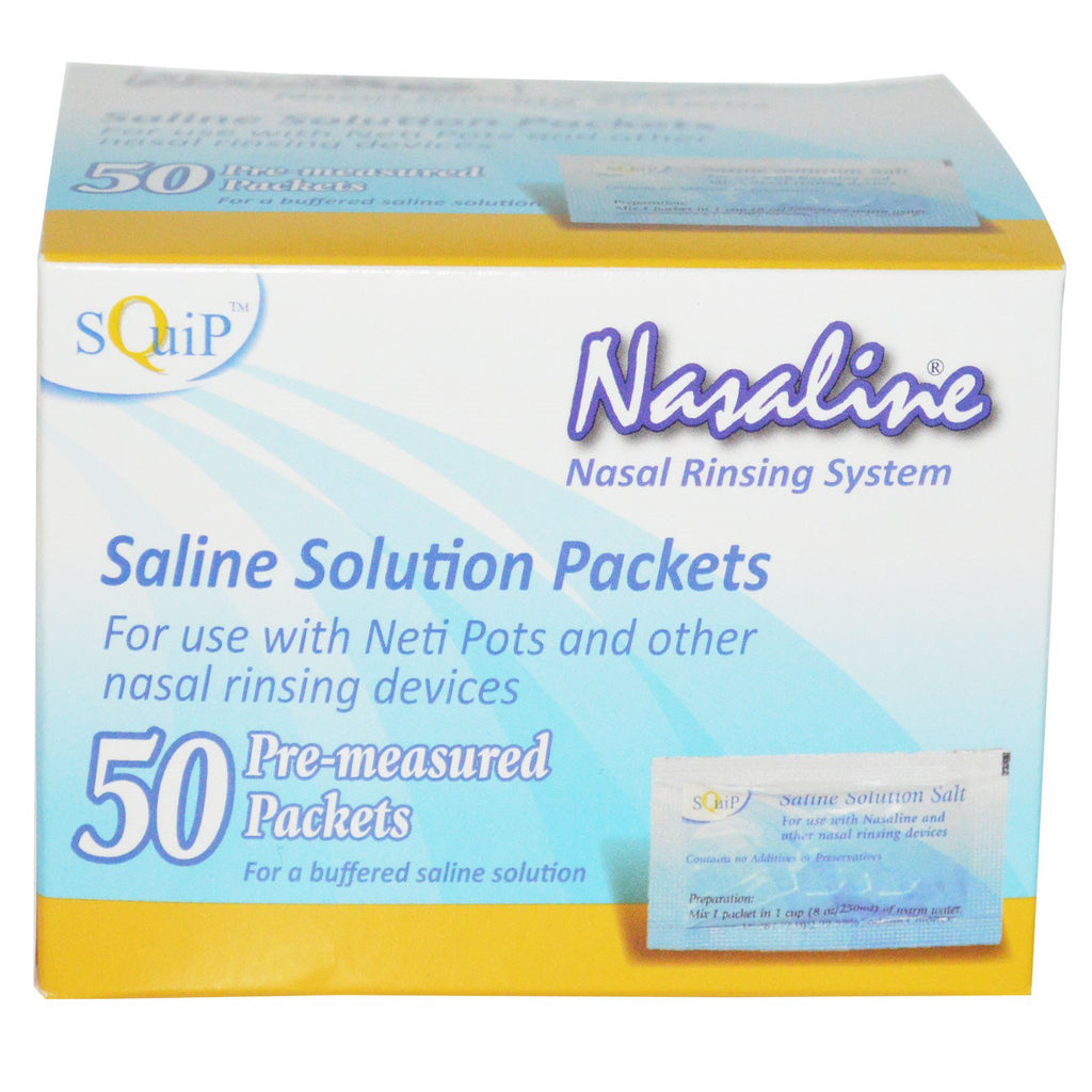 Nasaline squip solução salina sal 50 pacotes pré-medidos