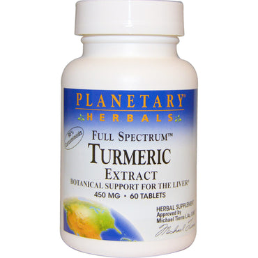 Planetary Herbals, extract de turmeric cu spectru complet, 450 mg, 60 de tablete