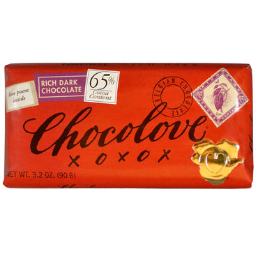 Chocolove, Chocolat noir riche, 3,2 oz (90 g)