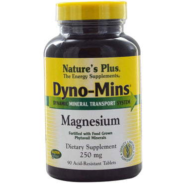 Nature's Plus, Dyno-Mins, magnesio, 250 mg, 90 tabletas resistentes a los ácidos