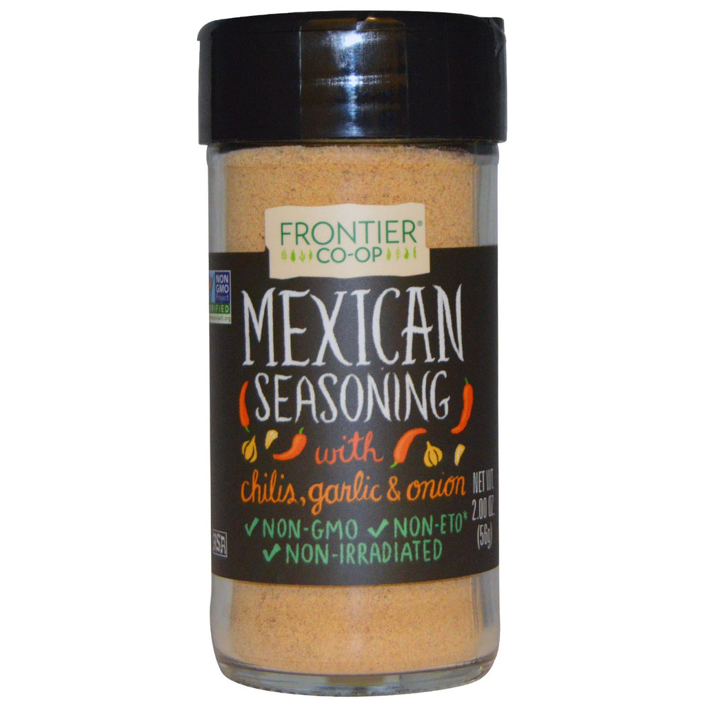 Produse naturale Frontier, mexican (condimente), cu chilis, usturoi și ceapă, 2,00 oz (56 g)