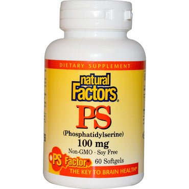 Natural Factors, PS (fosfatidilserina), 100 mg, 60 cápsulas blandas