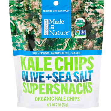 Made in Nature,  Kale Chips, Olive + Sea Salt Supersnacks, 2 oz (57 g)